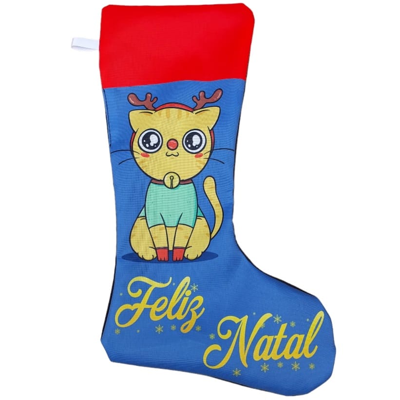 a   Meia Natalina decorativa  gato rena